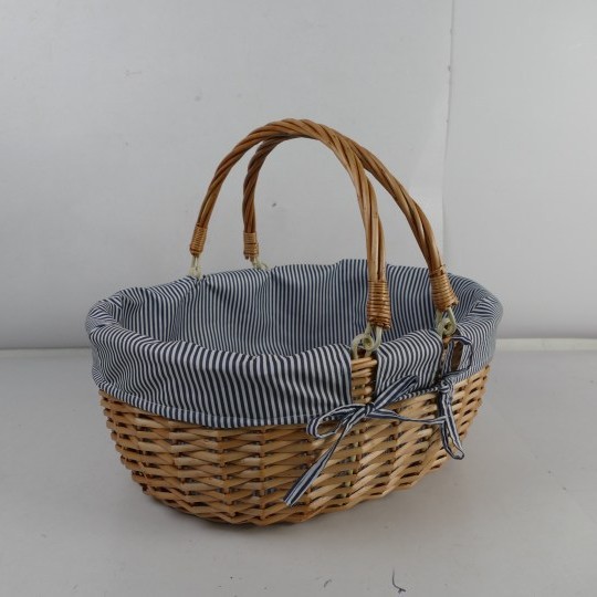 Cesta de picnic de ratán personalizada de fábrica cesta de mano de almacenamiento de doble mango cesta de verduras de regalo hecha a mano cesta de mimbre transfronteriza