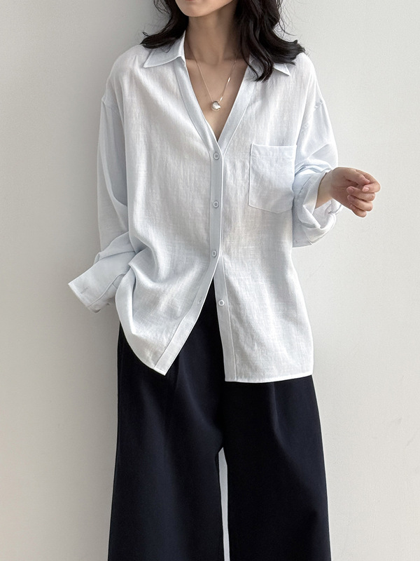2025亚麻气质长袖衬衫女 秋季新款设计感别致小衫|undefined