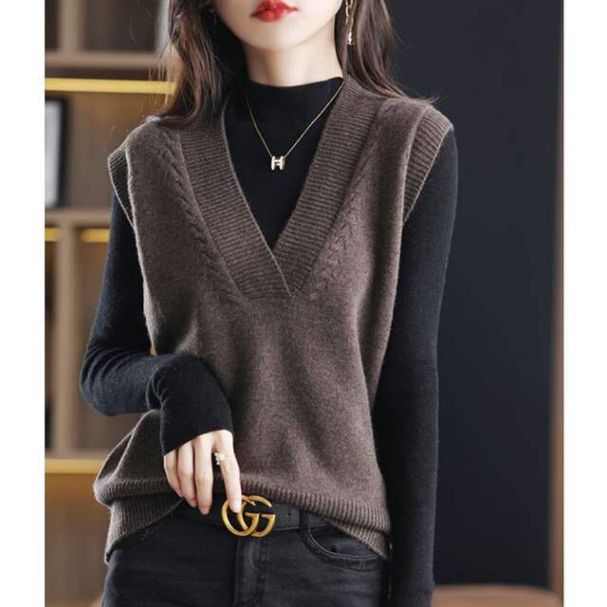 Chaleco de punto las mujeres suéter principios primavera y otoño 2024 nuevas apiladas cardigan coat top image 8