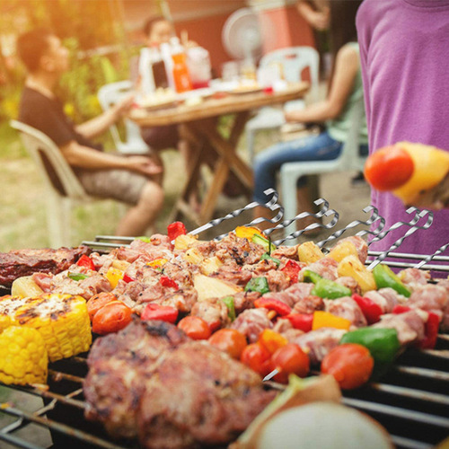 Zibo's same style BBQ stainless steel twist skewers square skewers household outdoor flat skewers barbecue needle mutton skewers kebabs