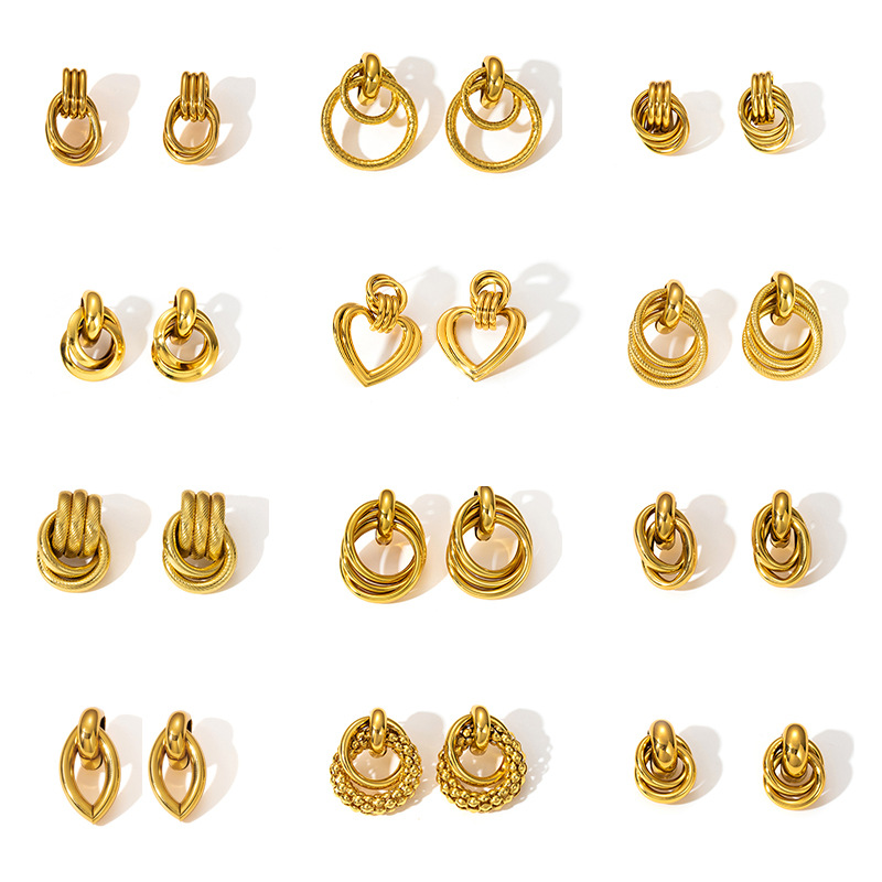 15g Weight Electroplating Gold Plating Process 1 Pair Simple Style Geometric Heart Shape Plating 304 Stainless Steel Drop Earrings Ear Studs