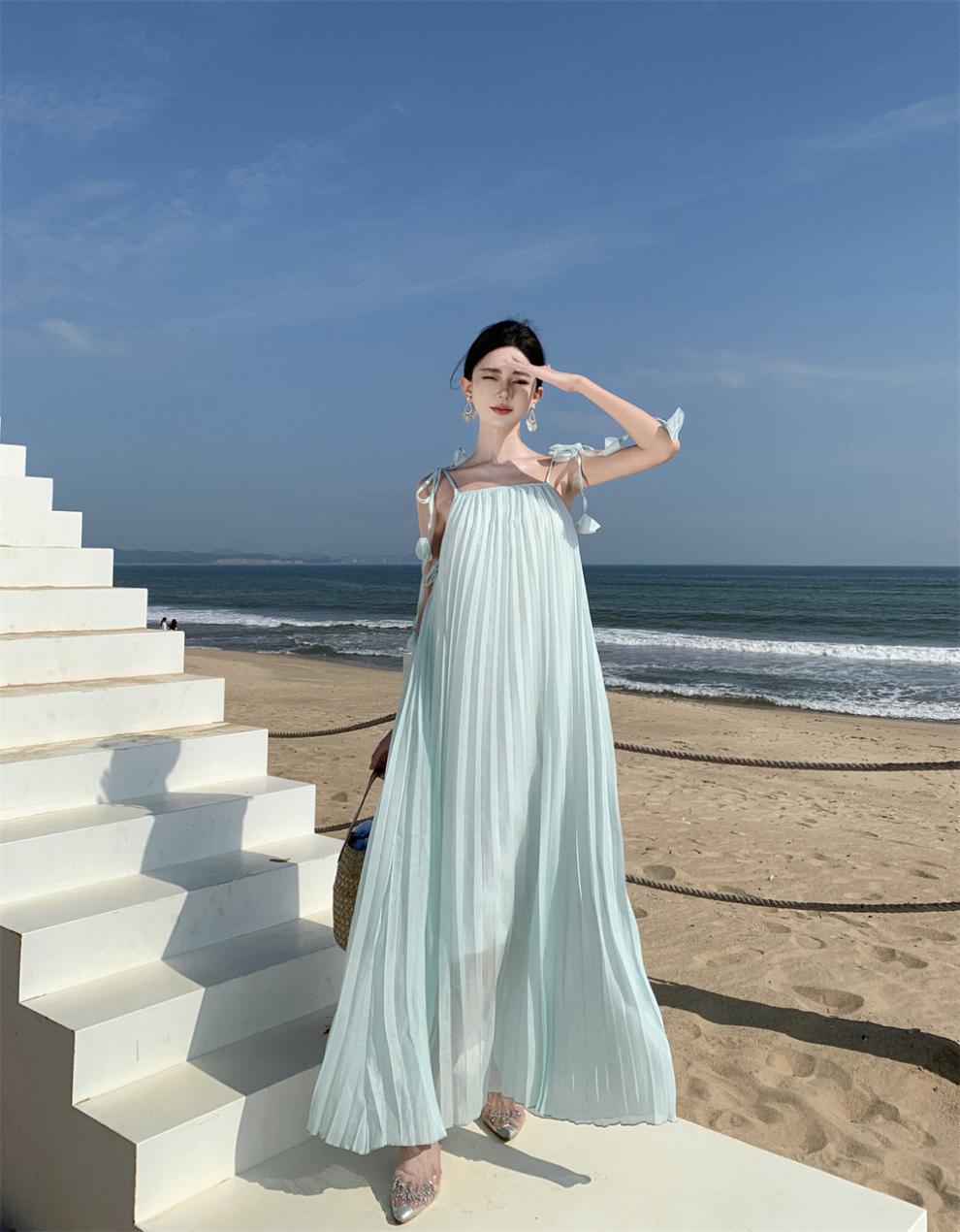 F6477 580K ÁO HAI DÂY NỮ SHETDT HAI DÂY HỞ VAI THỜI TRANG NỮ ĐỒ ĐI BIỂN VÁY MAXI G01 SẢN PHẨM MỚI