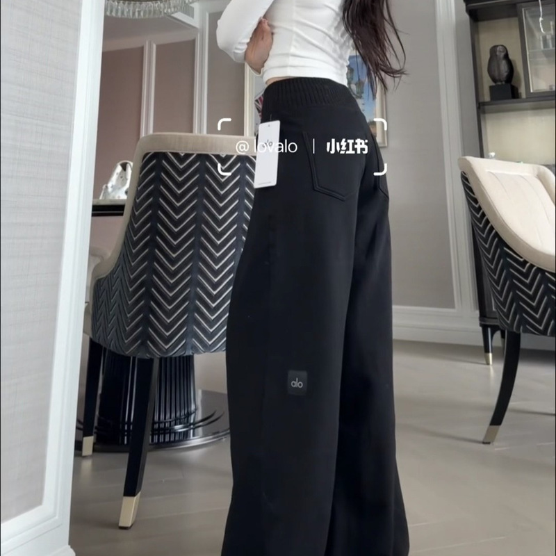 A10 American-Style Lazy Style Sports Wide-Leg Sweatpants with Fleece for Women, New Autumn and Winter High-Waisted Korean-Style Relaxed Pants A10 American-Style Lazy Style Sports Wide-Leg Sweatpants with Fleece for Women, New Autumn and Winter High-Waisted Korean-Style Relaxed Pants
