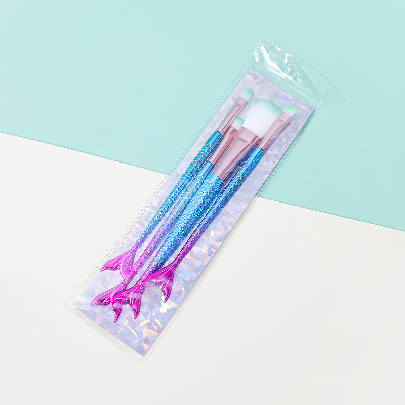 4 sirena set de cepillo de maquillaje de color gradiente pequeño pez set de herramientas de maquillaje conjunto completo de herramientas de maquillaje cepillo de sombra de ojos