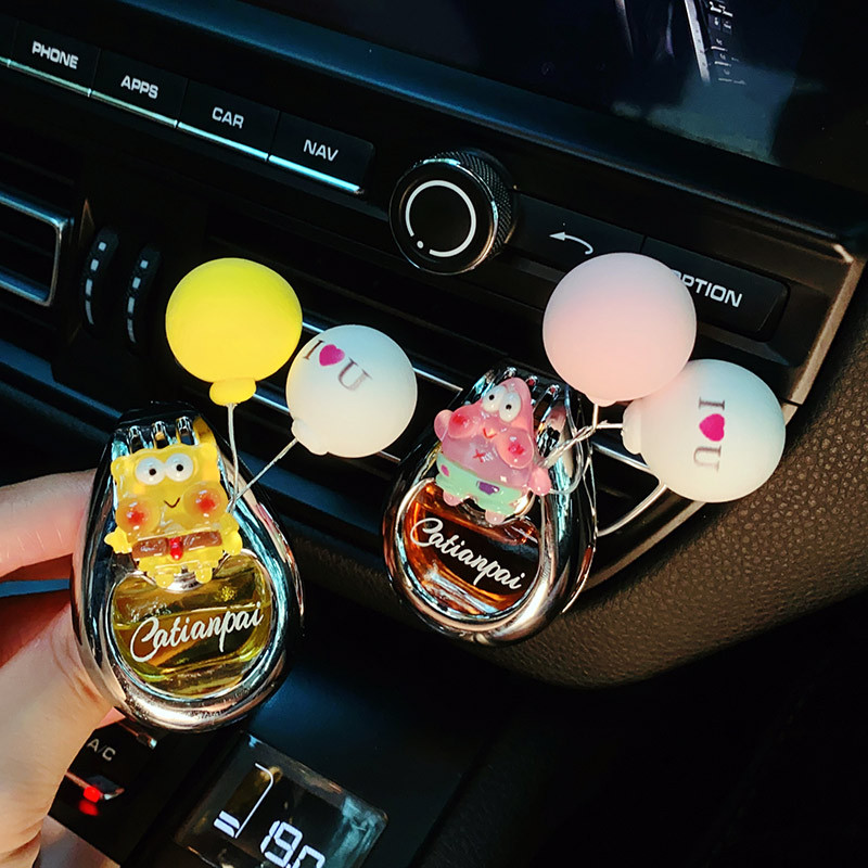 Perfume de automóvil aire acondicionado ventilación encantadora decoración interior adornos creativos dibujos animados para eliminar olores