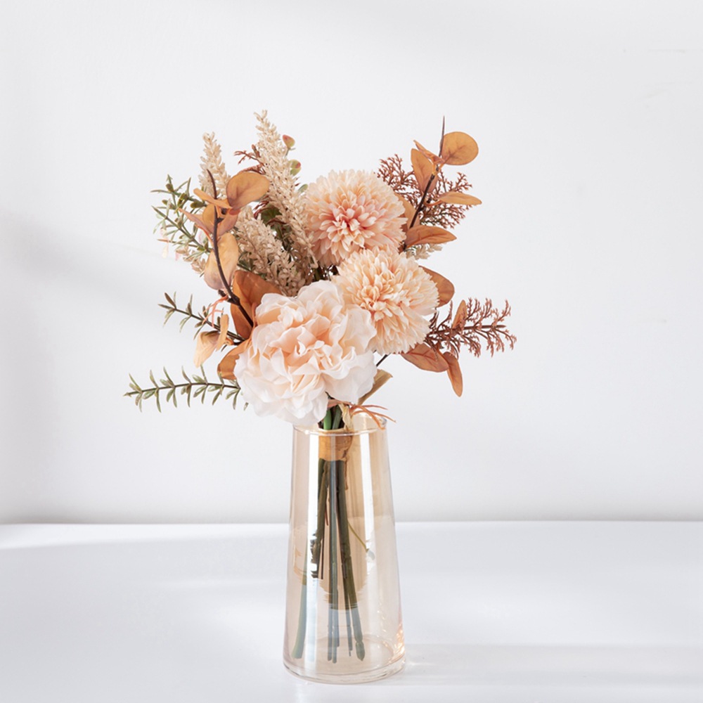 Peach Blossom Dandelion Peony Souvenir Artificial Flower Design Wedding Bouquet Wall Decoration Wall Hanging CF01220_voghion.com
