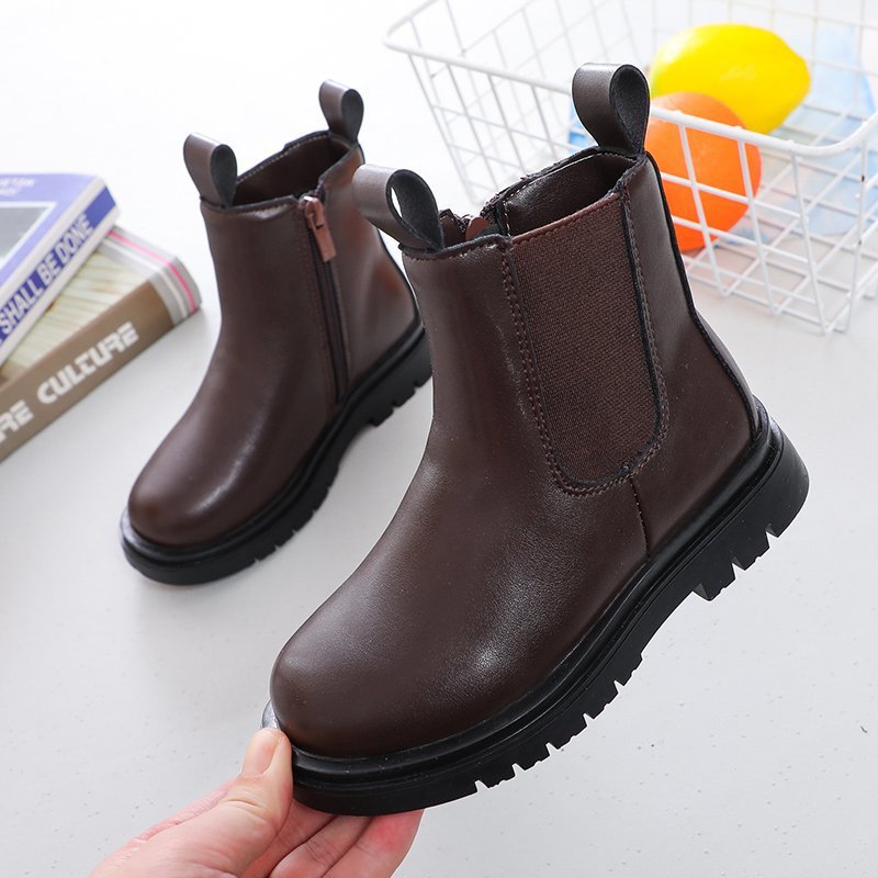 Children's Martin 2024 Spring and Autumn New Black Side Zipper Girls' Mid length British Style Pipe Boots Trend_voghion.com