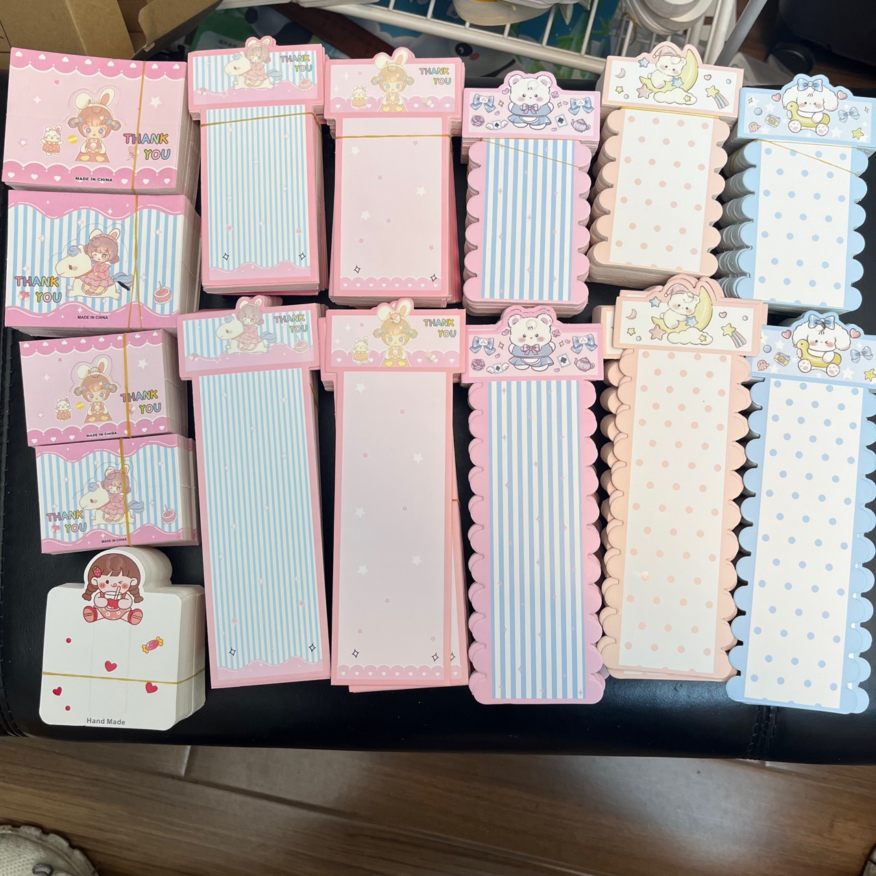 一百张DIY手工奶油胶发夹包装卡片卡头卡通熊兔吊牌发饰长条卡纸