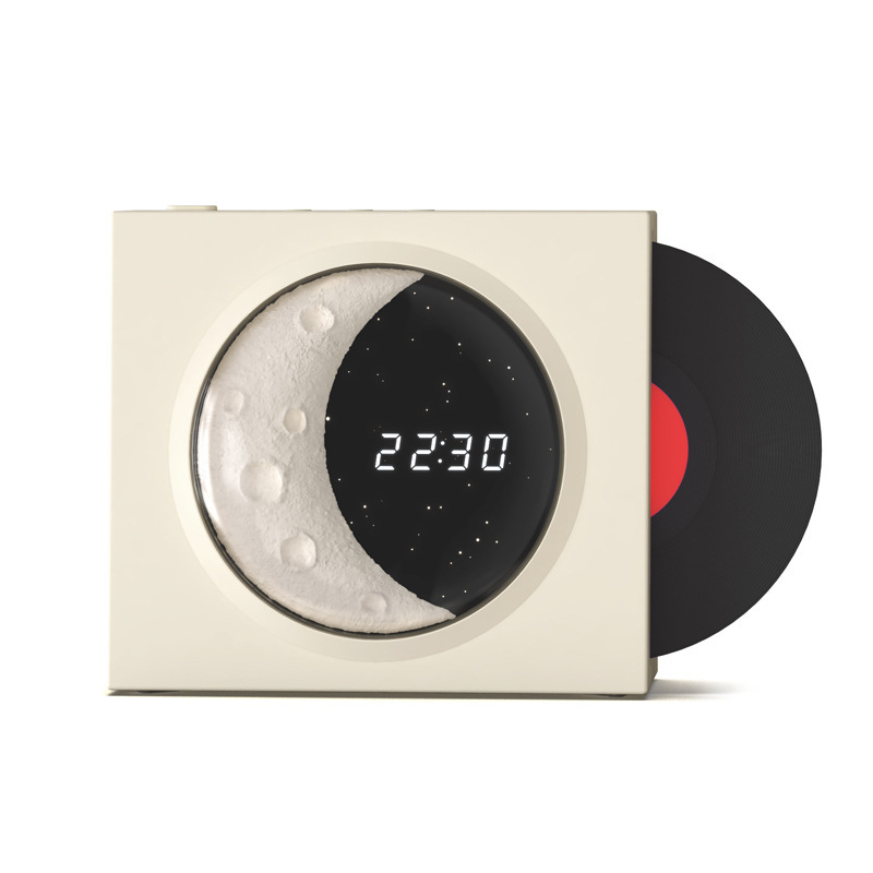 レトロな黒ゴムレコード機bluetoothスピーカーtfカード音楽bluetoothオーディオusb充電月時計星空灯|undefined