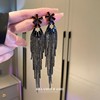 Silver needle, crystal, design retro earrings from pearl with tassels, internet celebrity, trend of season