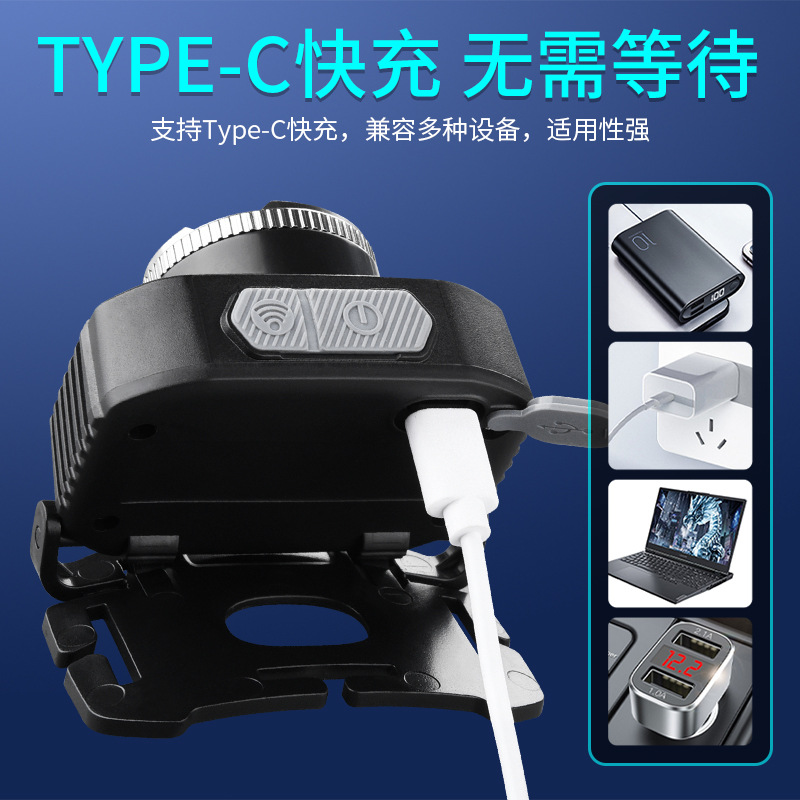 Transfronterizo nuevo faro multifuncional al aire libre impermeable Luz de inducción noche iluminación de trabajo luz de larga resistencia portátil destacado