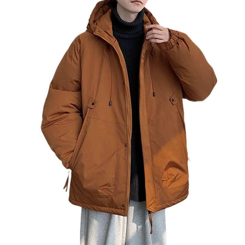 Giacca invernale unisex in pile – Cappotto spesso foderato in sherpa con collo alto e tasche con cerniera (M-5XL, nero/verde talpa/arancione moka)_voghion.com
