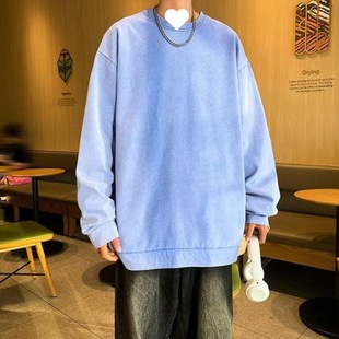 Round Neck Sweatshirt Men's Autum New Couple Versatile Trendy Brand Loose Jacket Large Size Long-Sleeved T-Shirt Casual Bottoming Shirt