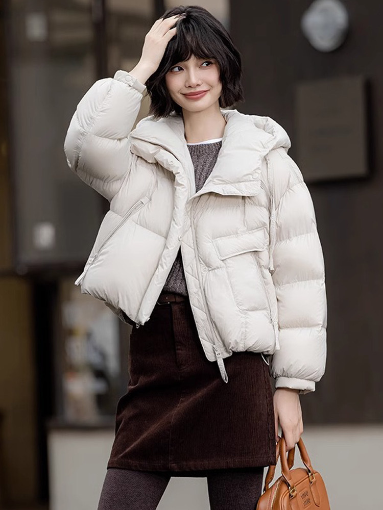 Winter short down jacket for leisure with down, 2024 years, Korean style, oversize, increased thickness
