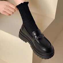 英伦风小皮鞋女厚底增高2025春季新款乐福鞋女jk软皮单鞋低跟鞋女