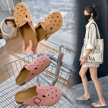 真皮包头拖女2025夏季新款拖休闲百搭平底半拖时尚凉拖外穿女鞋潮