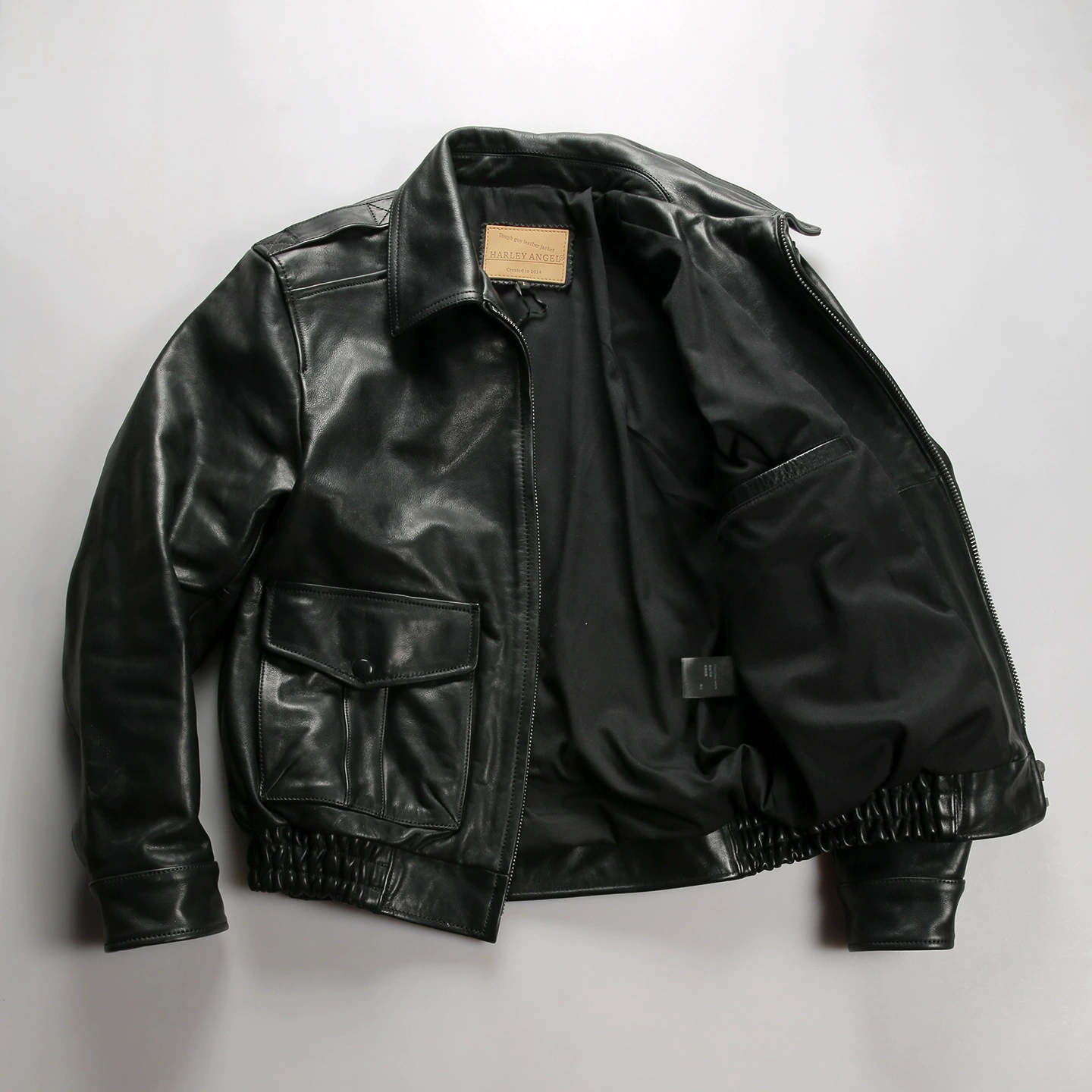 Autumn short leather jacket for leisure, genuine leather