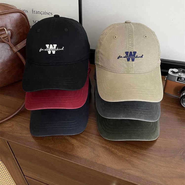Primavera y verano letras estadounidenses bordadas gorra de béisbol de algodón lavado con agua para mujeres gorra de boca profunda gorra de pato para hombres gorra de moda