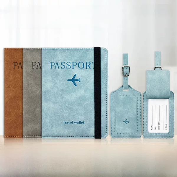 PU leather anti-magnetic passport bag luggage tag suit leather anti-theft brush rfid passport holder ID bag in stock passport cover