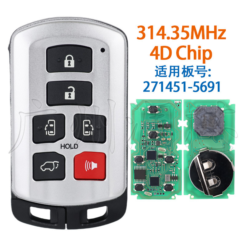 Suitable for Toyota Sienna 11-20 6-Key Hyq14Adr Remote Control Smart Card 271451-5691 314.3Mhz