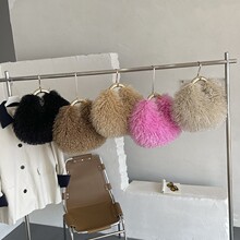 跨境新款女士毛绒手提包仿滩羊毛斜跨圆包fuzzy fur bag001
