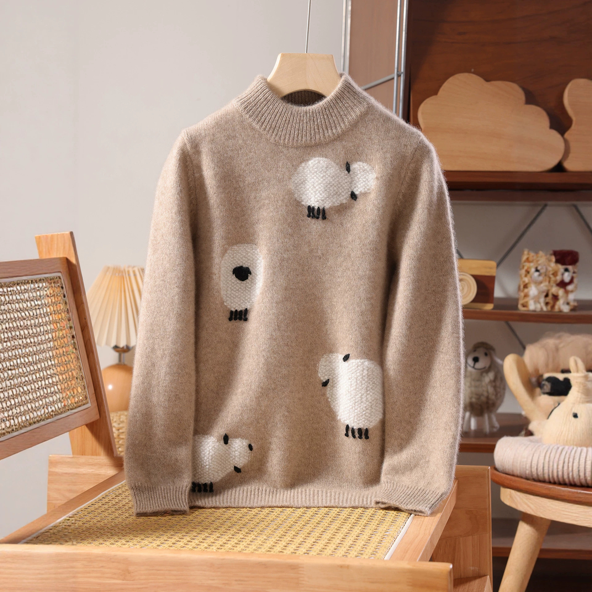 Children's jacquard turtleneck wool sweater, boys' and girls' autumn and winter sweater, baby's fashionable wool warm base layer.