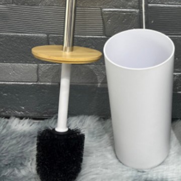 Doméstico piso de bambú cubierta inodoro cepillo de baño herramienta de limpieza de baño multifuncional cuclillas sin esquina muerta conjunto de cepillo