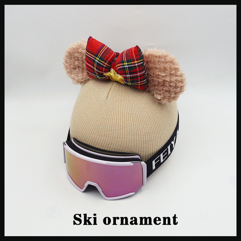 Helmet cover hat cover accessories cute plush red plaid bear ear decoration motorcycle helmet ski helmet small equipment
