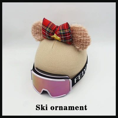 red plaid bear ear decoration | Motuoche Auto Parts and Accessories