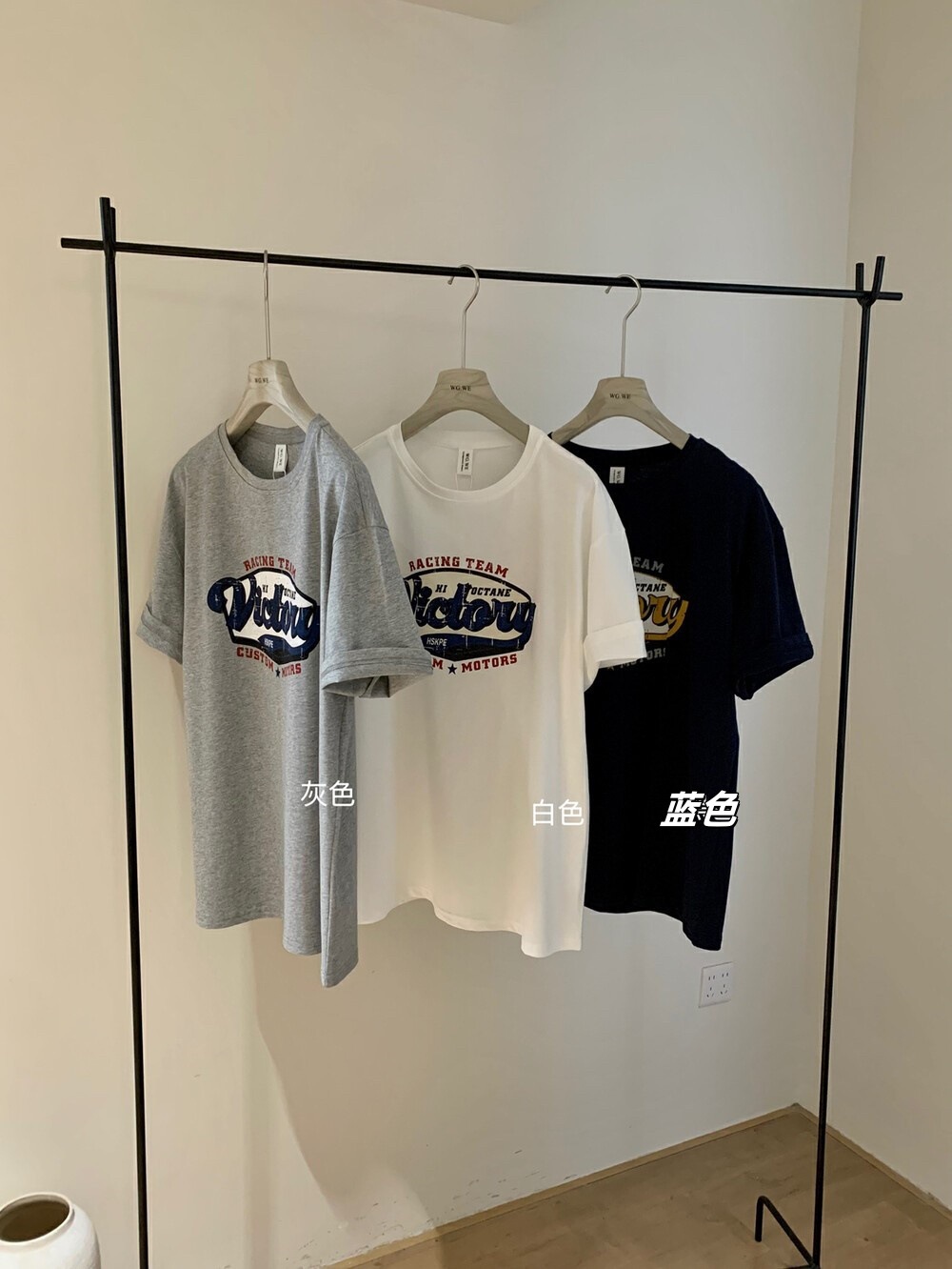WGWE coreano americano retro letra impresa suelta manga corta estilo universitario simple manga corta camiseta mujer verano W5760 image 6