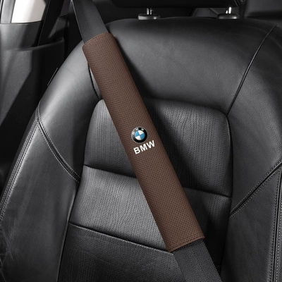 Series 6 7 Series X1X3X4X5X6 seat: Seat belt shoulder pad - bmw-round-label-38cm-suede-mocha-brown-shoulder-pads-single-pack
