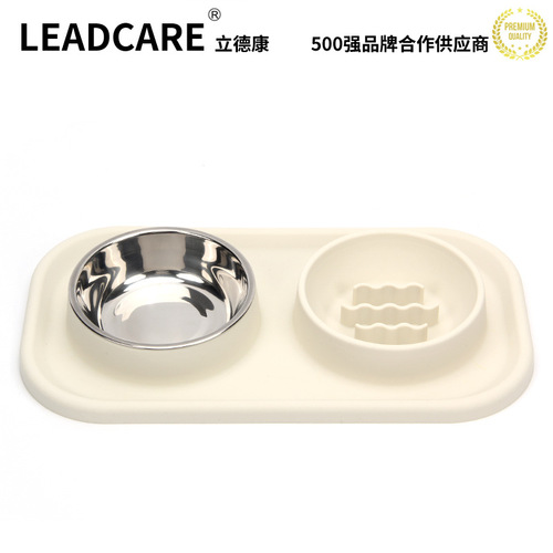 Pet Bowl Dual Bowls Food Grade Silicone Cat Dog Bowl Slow Feeding Bowl Slow Eating Plate for Small and Medium Stainless Steel Dog Bowl Wholesale
