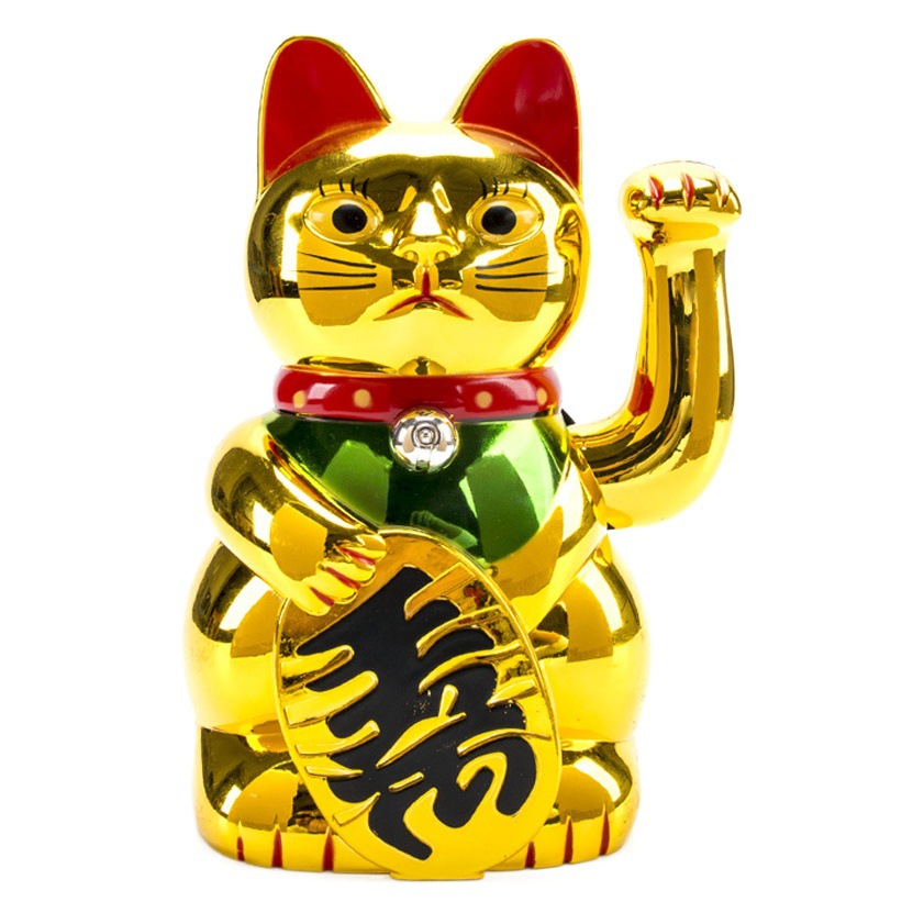 Gato de la suerte de apertura de la puerta decoración de la mano de sacudida de oro tienda eléctrica casa artesanía chapado en oro joyería tesoro de la suerte