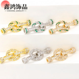 Light Luxury Twist Full Diamond Necklace Buckle 18K Gold Pearl Jewelry Lock Buckle Jewelry Accessories Finishing Connection Buckle Wholesale