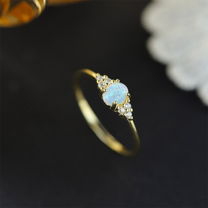 925 Sterling Silver, Opal Material 1 Piece 925 Sterling Silver Opal Geometric Knot Opal Rings