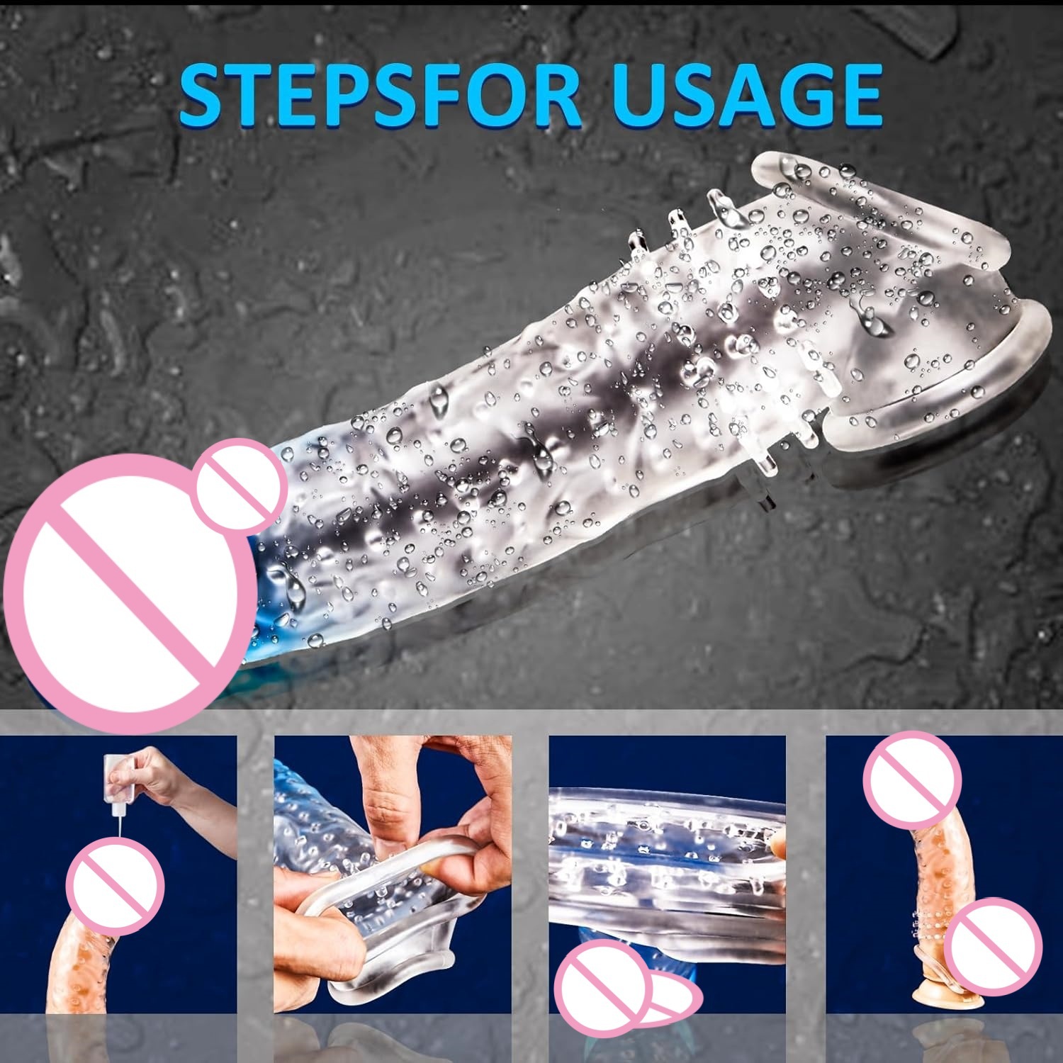 Triple Locking Wolf Tooth Spike Condom Sleeve, TPE Textured Delay Cover for Extended Play — detail image 5