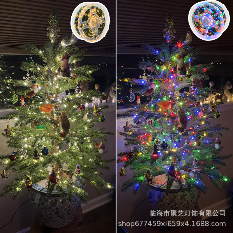 Mayorista control remoto transfronterizo árbol de Navidad LED línea recta lámpara de alambre de cobre impermeable estrella de Navidad decoración de guirlandas de caña