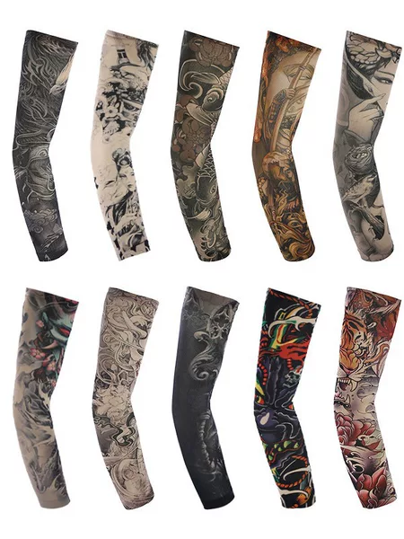 New tattoo sleeve simulation tattoo seamless arm cuff optional color printing cycling ice sleeve national style flower arm