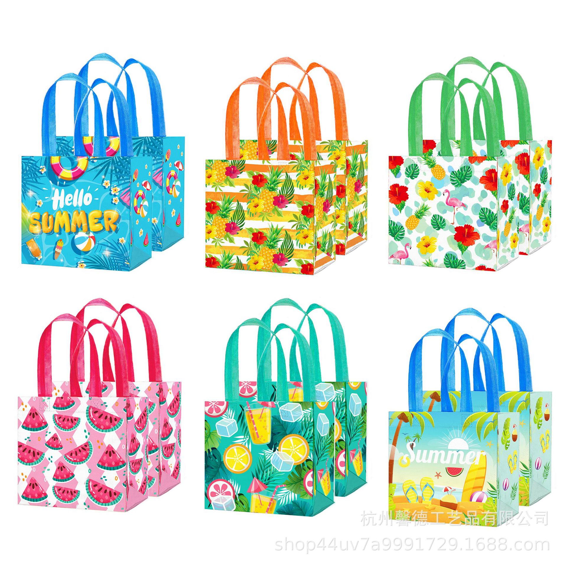 WFF003 Hawaiian playa piña HOLA VERANO fondo lado bolso no tejido