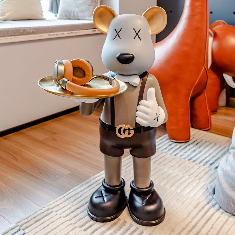 (2개) 창조적 인 폭력적인 곰 바닥 방 장식 큰 장식품 거실 보관 샘플 플레이트 집들이 새 집 선물