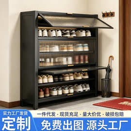 定制鞋柜家用落地入户门口上翻门收纳柜一体靠墙玄关储物防尘鞋架