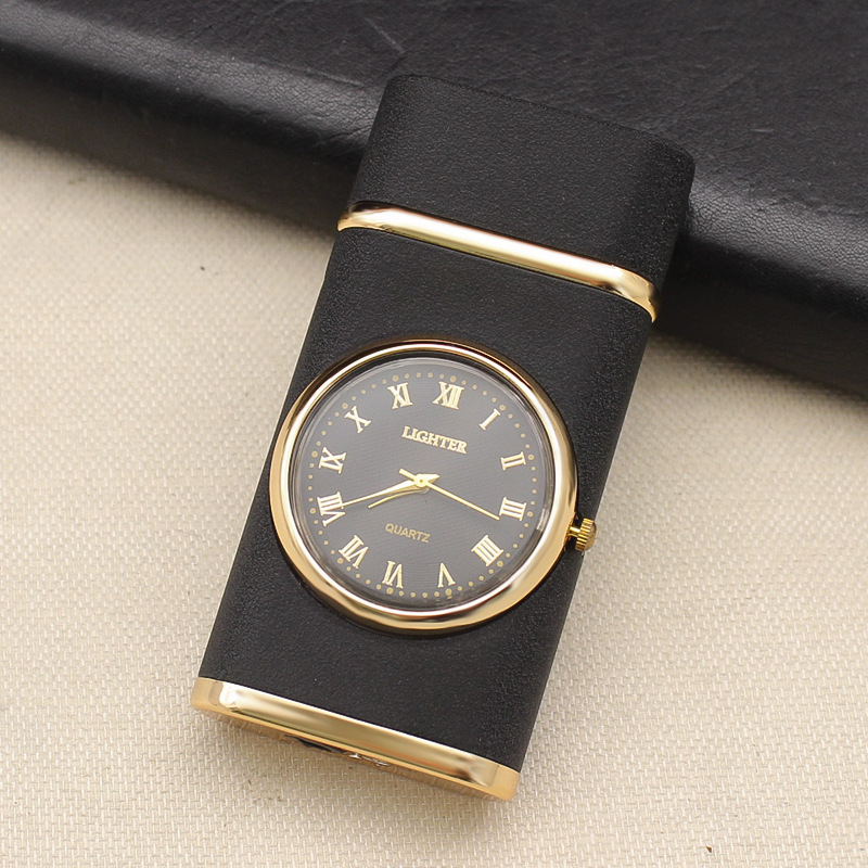 HF630 creativo doble interruptor de fuego reloj inflable recto encendedor de metal multifunción a prueba de aire encendedor al por mayor