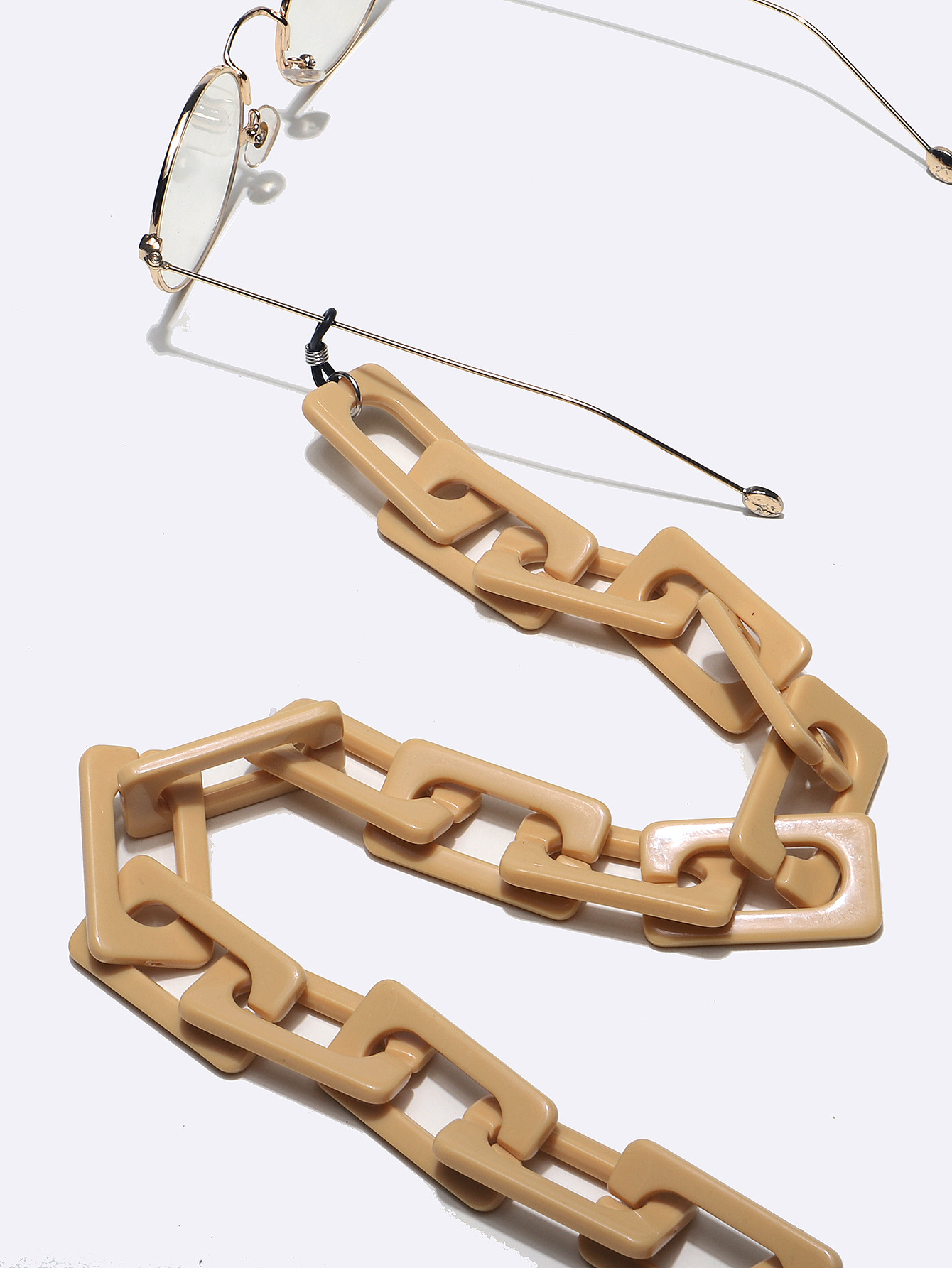 Plastic Khaki Rectangular Glasses Rope Glasses Chain display picture 2
