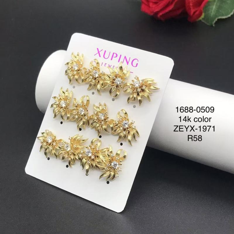 14K color Xuping joyería geometría estrella de amor auriculares de zircón ligero de lujo nicho sensación de mujer