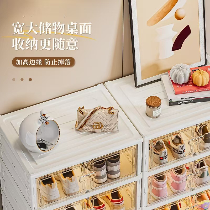 Caja de almacenamiento de zapatos, caja de almacenamiento, zapatero transparente sin instalación, zapatero plegable integrado en la puerta del hogar, artefacto de almacenamiento de zapatos