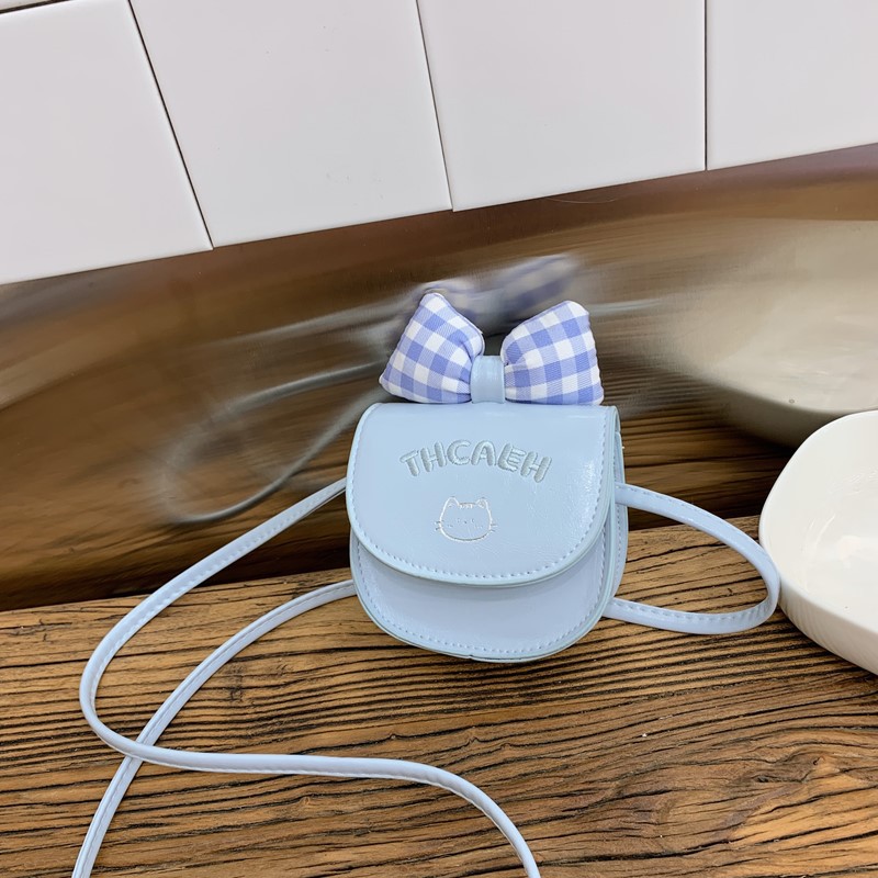 Mochila mini extranjera para niños y niñas, lindos bolsos de arco a cuadros para bebés, bolsos de moda para niños de color sólido