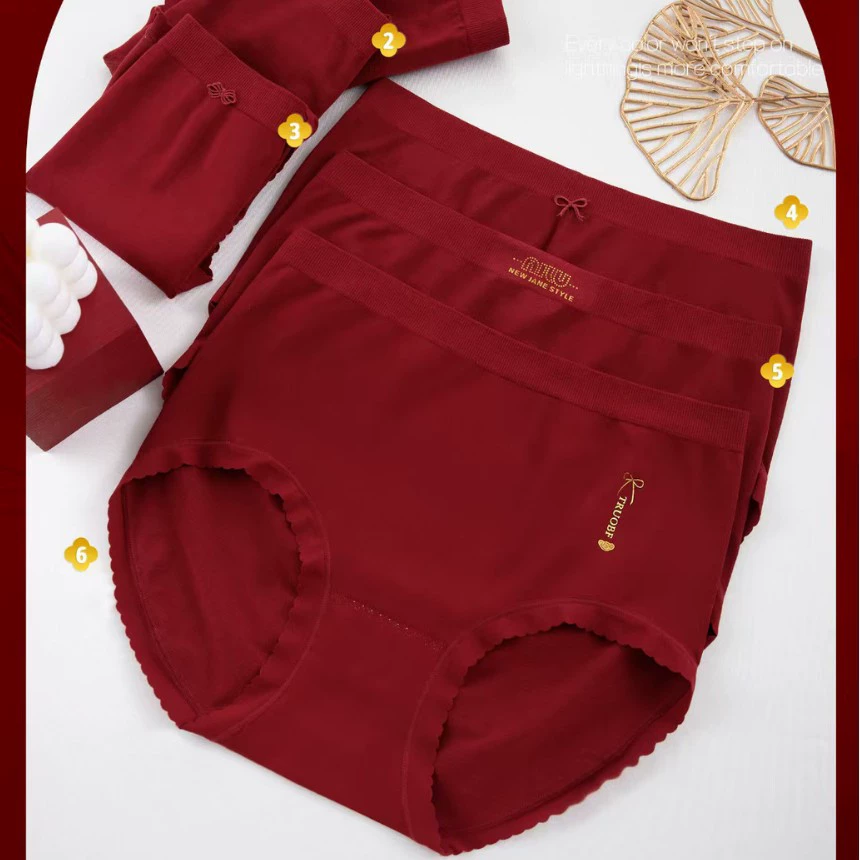 Новогодние женские трусы Ankora, красные, с завышенной талией, из модала и хлопка, бесшовные, бордовые, на год рождения по знаку зодиака