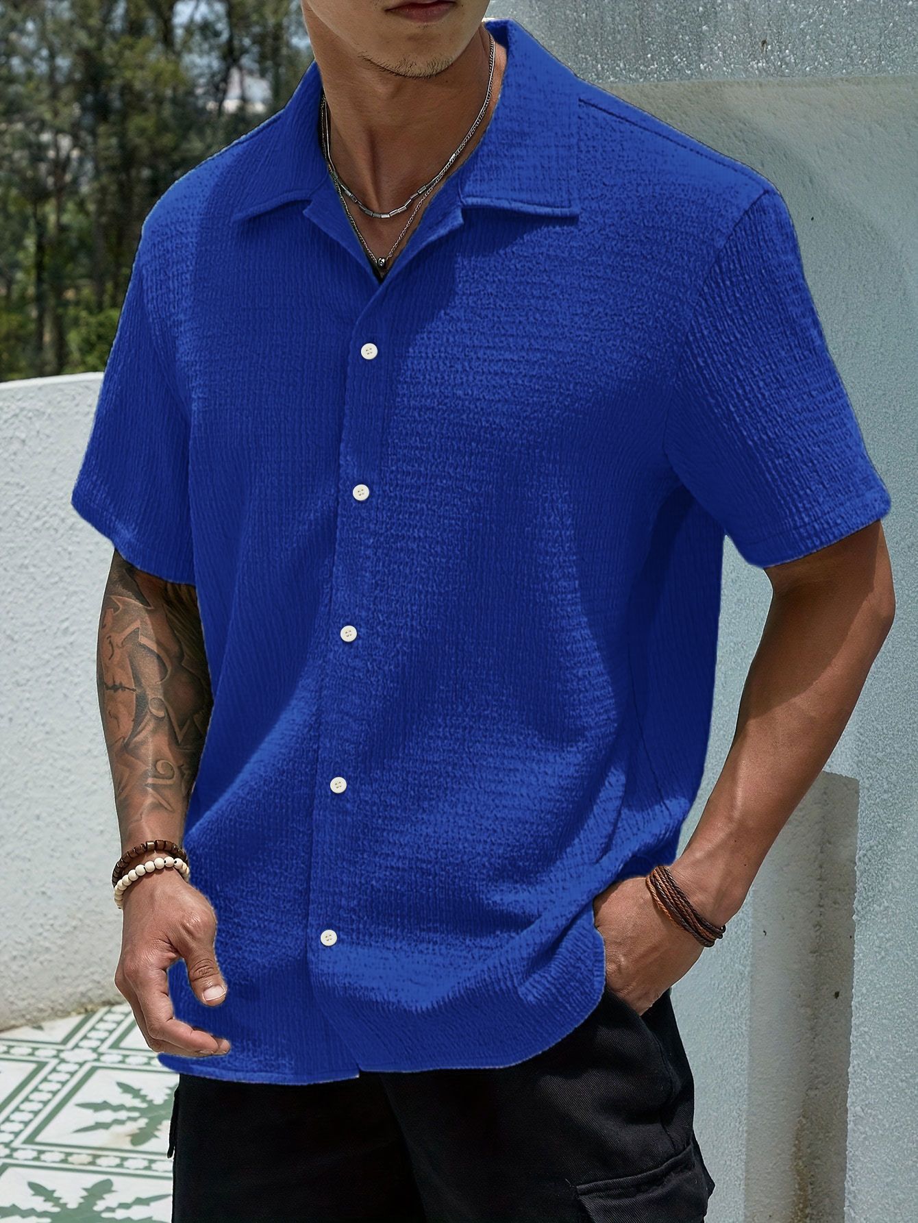 Men's Gender Wholesale Men's Polyester Simple Style Solid Color Short Sleeve Men's Shirts