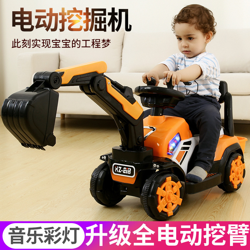 Excavadora eléctrica para niños coche de juguete coche de ingeniería para niños puede ser controlado remotamente excavadora puede sentarse excavadora gancho image 1