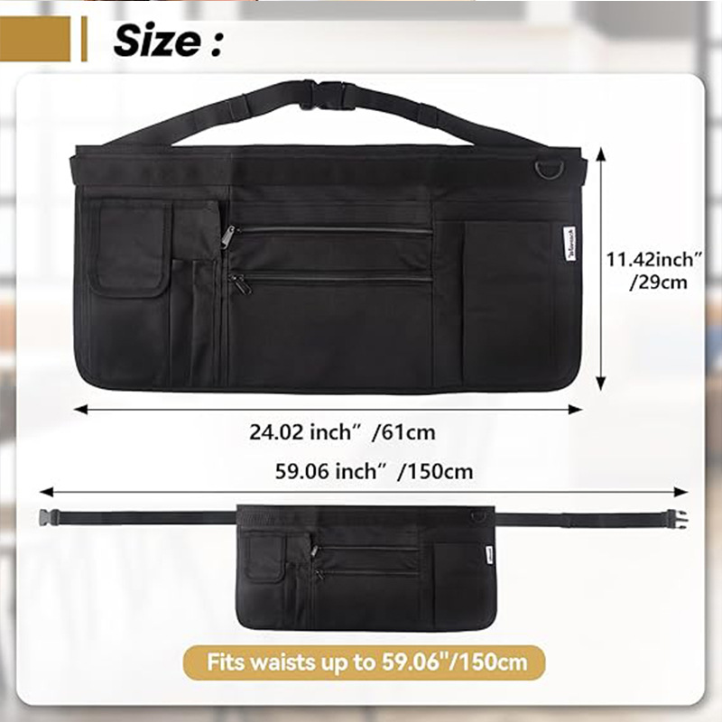 Delantal de tela Oxford de Amazon transfronterizo, logotipo personalizado, pedido de restaurante, riñonera única, limpieza de tareas, riñonera portátil, media longitud